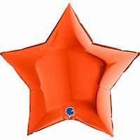 Foil Balloon - Orange star large, 91 cm packed