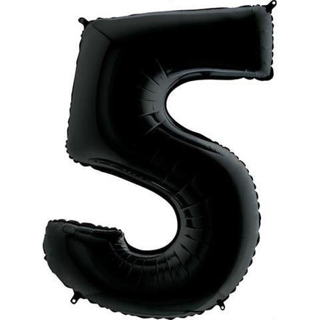 Foil balloon Digit 5, black, 102cm Grabo