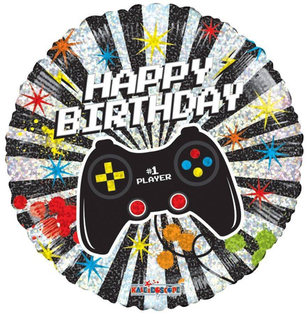 Foil balloon Happy Birthday Gamer Controller, 46 cm