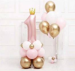 Set of 1 pink DIGIT balloons + LATEX BALLOONS