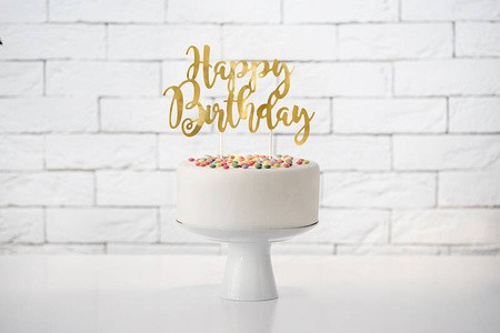 Papier-Topper "Happy Birthday" in Gold, 22,5cm.