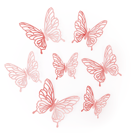 Wall stickers 3D Lacy rose gold Butterflies 12 pieces