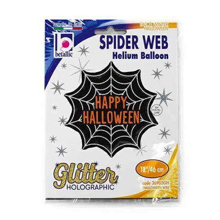 Halloween-Folienballon Spinnennetz holo 46 cm
