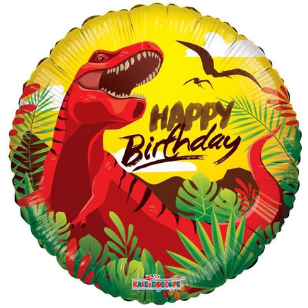 Folienballon Happy Birthday Dinosaurier, 46 cm