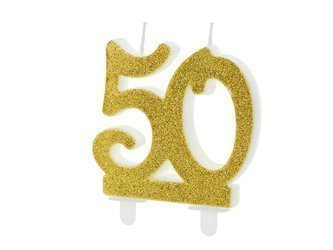 Geburtstagskerze '50', Geburtstag, Gold, 7,5 cm