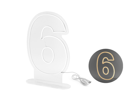 LED Neon Sign - Number „6”, White