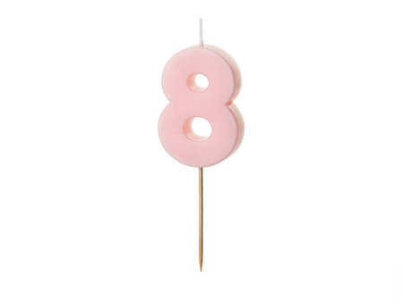 Birthday candle 8, pink, 5,5cm