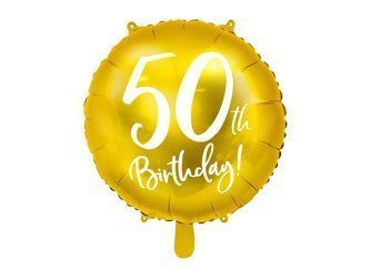 Folienballon '50. Geburtstag', Gold, Durchmesser 45 cm