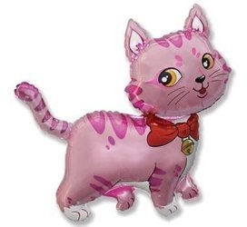 Foil balloon Pink kitten, on a 35cm FX stick