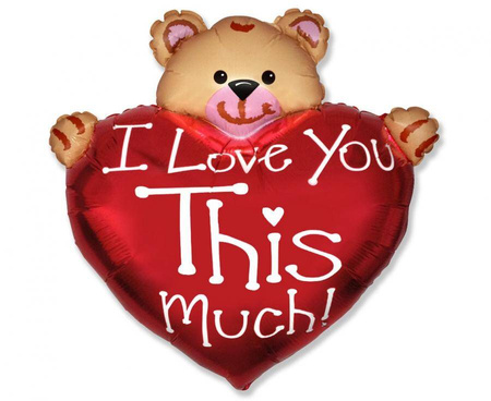 Foil balloon FlexMetal Bear with a heart "I love you this much", 60cm