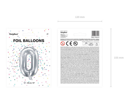 Foil balloon digit 3, 35cm, silver