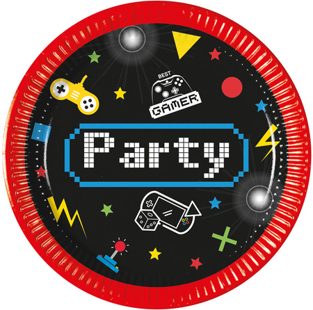 Gaming Party gamer plates, 20 cm, 8 pcs.