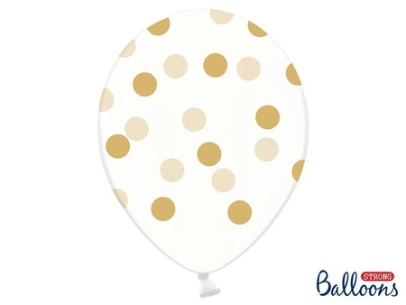 Transparent with gold dots, Crystal Clear, 30cm, 50 pcs.