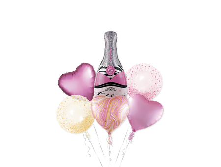 Foil balloons. Birthday set. Pink, 7 el.