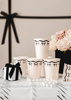 Paper Cups with Bows – Cream-Black, 220 ml, 6 pieces