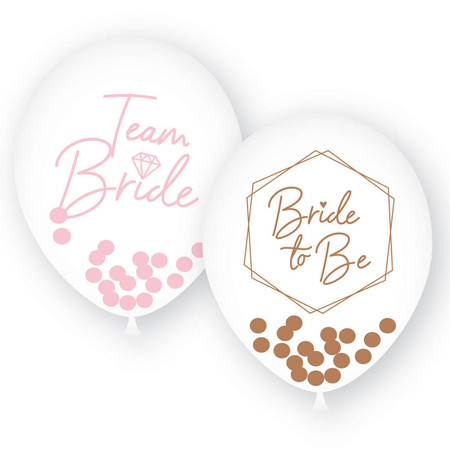 Transparent balloons with Team Bride, hen, 28cm, 6 pcs