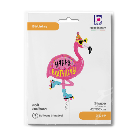 Folienballon, Rosa, 106 cm 42", Flamingo, Geburtstag, Happy Birthday