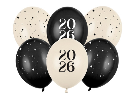 Balloons Strong Happy New Year 2026 Pastel Mix 30cm 6 pcs