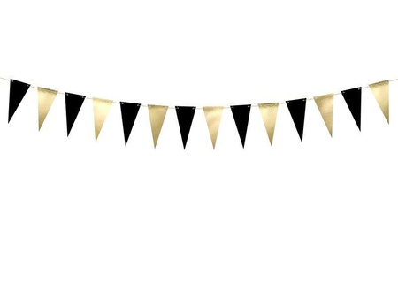 Garland Flags - flagietki mix of black and gold, 2.15 m