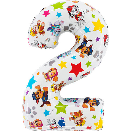 Foil Balloon Number 2, Paw Patrol, 66 cm Grabo