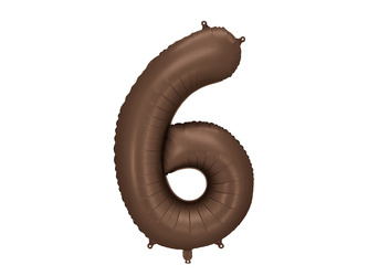 Folienballon Zahl „6"– 86 cm, Mocca, Satin-Braun