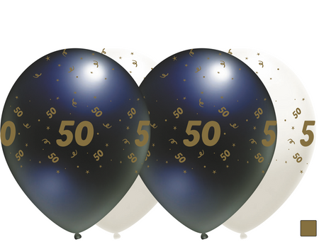 Latex balloons "50", black, 30 cm, 10 pcs.