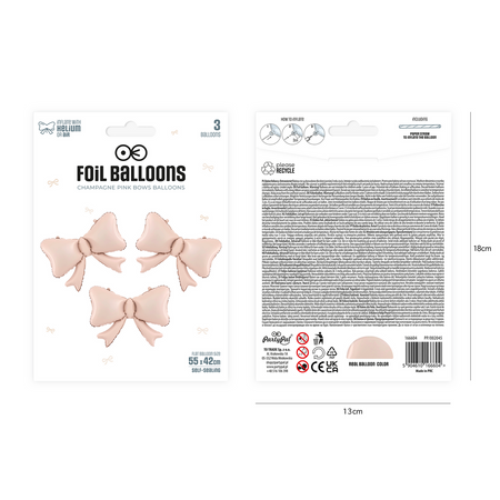 Folienballon Schleifen rosé Champagner 55 x 42cm 3Stk