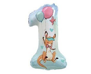 Folienballon, Nummer 1 Jährling, Känguru 77 cm