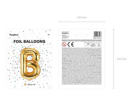 Foil balloon letter B, 35cm, gold