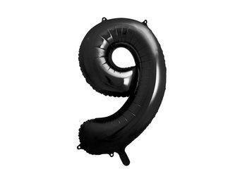 Foil balloon digit 9 black, 86cm black