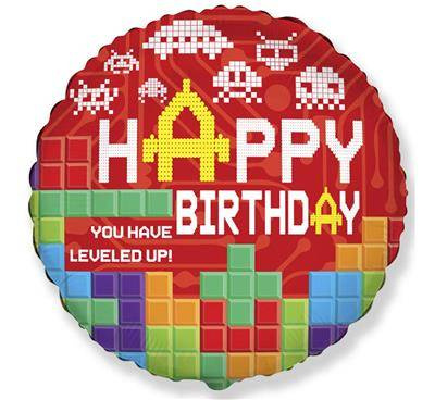 Foil balloon, Happy Birthday tetris pads 46 cm