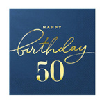 Happy Birthday 50 Servietten marineblau 10 Stk.