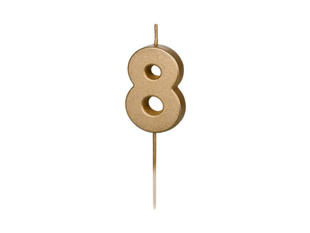 Birthday candle 8, gold, 5,5cm