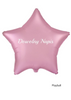 Pink, star-shaped foil balloon with a custom message