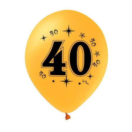 A set of balloons for 40th birthday, black and gold, 30cm, 10pcs