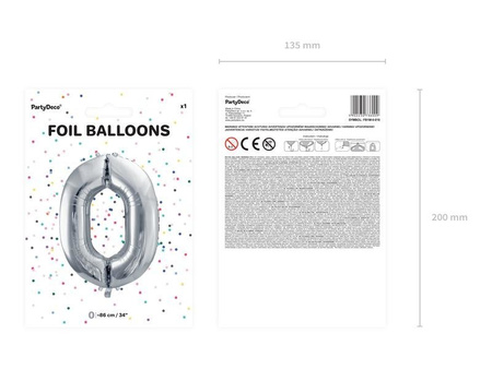 The number 0 Foil balloon, 86cm, silver