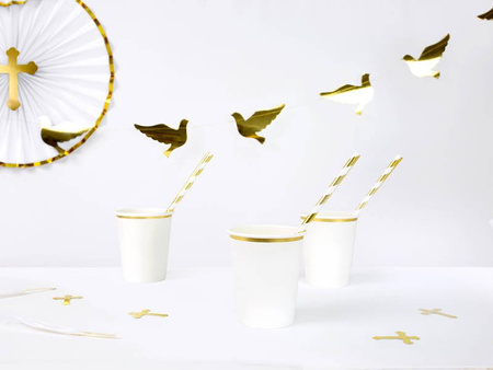 Cups, white with golden border, 260 ml eu