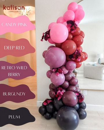 Latex Balloons Kalisan Retro Wild Berry, 30cm, 100 pcs.