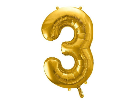 The number 3 Foil balloon, 86cm, gold