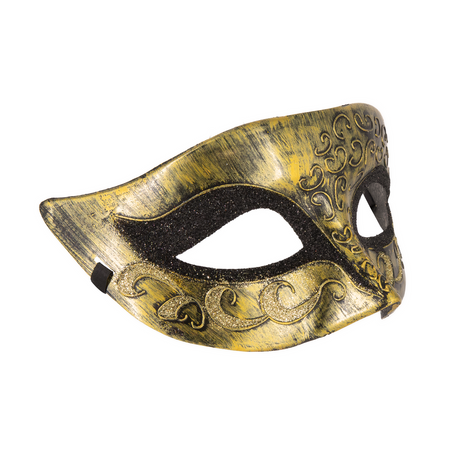 Carnival mask gold with aging effect 17x8cm