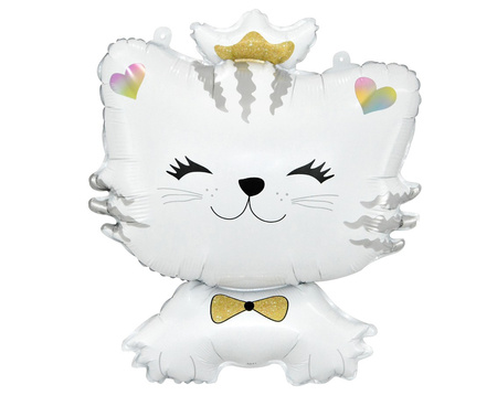 Foil Balloon, White Kitten, 52 cm