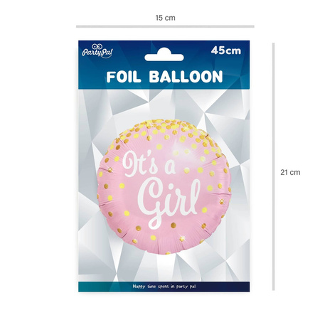 Round foil balloon It's a girl 46 cm