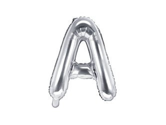 Foil balloon letter A, 35cm, silver