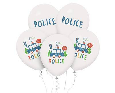 Police latex balloons, 5 pcs, 30 cm