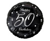 Foil balloon Happy 50 Birthday, black silver print, 46 cm