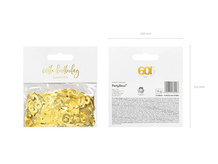 Metalized confetti. Gold, number 60, 15g