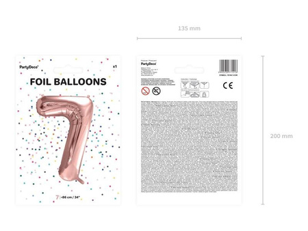 Folienballon-Zahl '7', 86cm, Rosegold