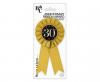 Rosette for 30th Birthday, Anniversary gold-black, 8 cm