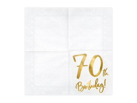 Napkins '70th Birthday' for 70th birthday, white, 33x33cm (1 op. / 20 pcs)