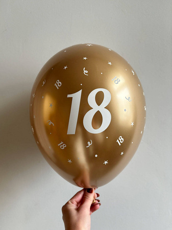 Latexballoons "18", goldene Chrom, 30cm, 10 Stk.